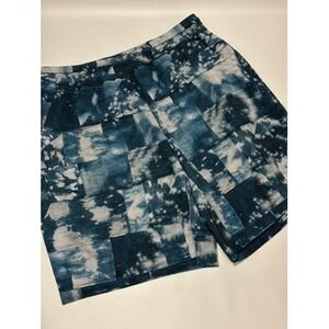 Lululemon Shorts Mens L Blue Tie Dye Patchwork Pace Breaker Lined Athletic 9"